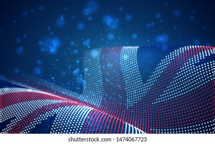 Vector bright glowing country flag of abstract dots. England