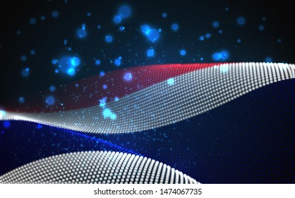 Vector bright glowing country flag of abstract dots. Thailand