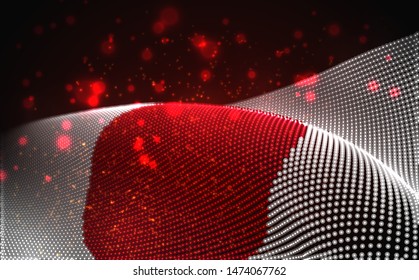 Vector bright glowing country flag of abstract dots. Japan