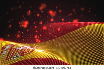 Vector bright glowing country flag of abstract dots.Spain