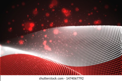Vector bright glowing country flag of abstract dots. Poland