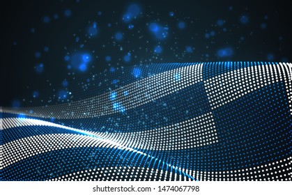 Vector bright glowing country flag of abstract dots. Greece