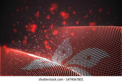 Vector bright glowing country flag of abstract dots. Hong Kong