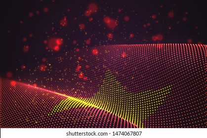 Vector bright glowing country flag of abstract dots. Vietnam