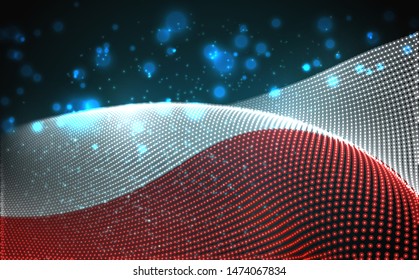 Vector bright glowing country flag of abstract dots. Poland