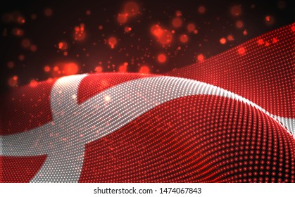 Vector bright glowing country flag of abstract dots.Denmark