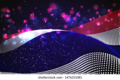 Vector bright glowing country flag of abstract dots. Thailand