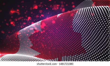 Vector bright glowing country flag of abstract dots. Canada