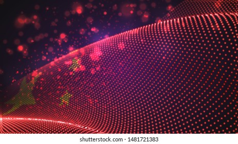 Vector bright glowing country flag of abstract dots. China