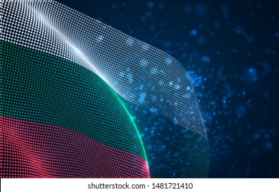 Vector bright glowing country flag of abstract dots. Bulgaria