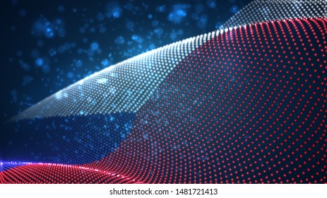 Vector bright glowing country flag of abstract dots. Czech
