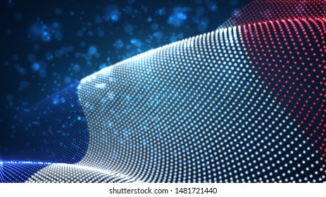 Vector bright glowing country flag of abstract dots. France