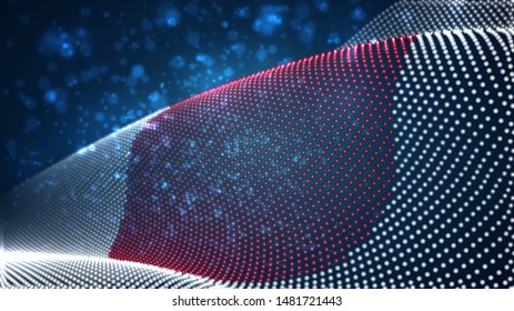 Vector bright glowing country flag of abstract dots. Japan