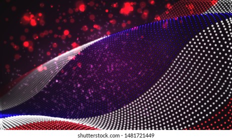 Vector bright glowing country flag of abstract dots. Thailand