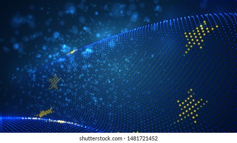 Vector bright glowing country flag of abstract dots. European Union