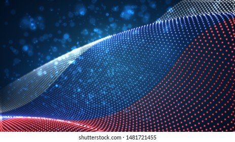 Vector bright glowing country flag of abstract dots. Russia