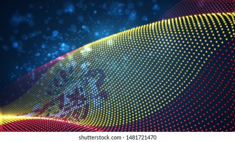 Vector bright glowing country flag of abstract dots.Spain