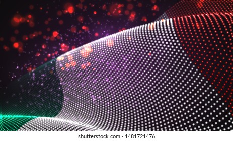 Vector bright glowing country flag of abstract dots. Italy