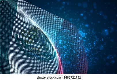 Vector bright glowing country flag of abstract dots.  Mexico