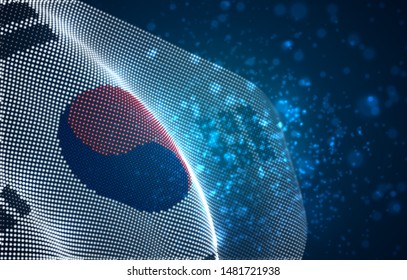 Vector bright glowing country flag of abstract dots. Korea