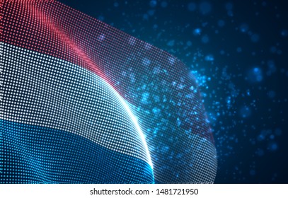 Vector bright glowing country flag of abstract dots. Luxembourg