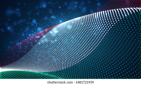 Vector bright glowing country flag of abstract dots. Hungary