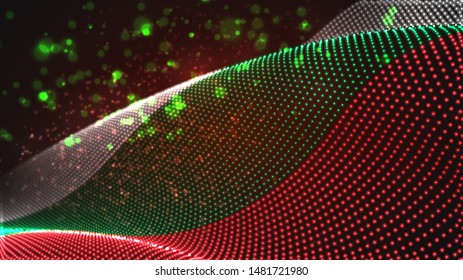 Vector bright glowing country flag of abstract dots. Bulgaria