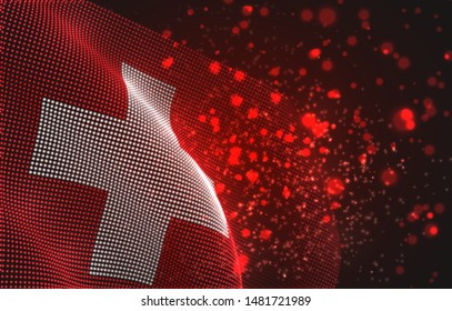Vector bright glowing country flag of abstract dots. Switzerland