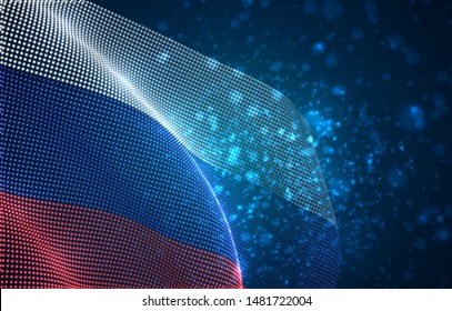 Vector bright glowing country flag of abstract dots. Russia