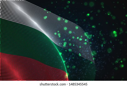 Vector bright glowing country flag of abstract dots. Bulgaria