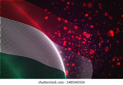 Vector bright glowing country flag of abstract dots. Hungary