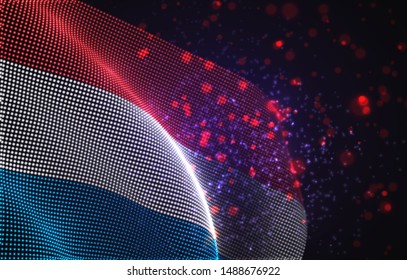 Vector bright glowing country flag of abstract dots. Luxembourg