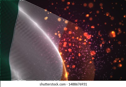 Vector bright glowing country flag of abstract dots. Ireland