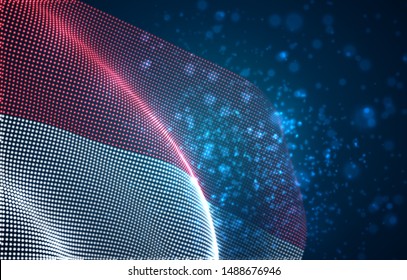 Vector bright glowing country flag of abstract dots. Monaco