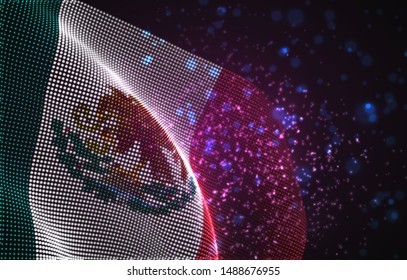 Vector bright glowing country flag of abstract dots.  Mexico