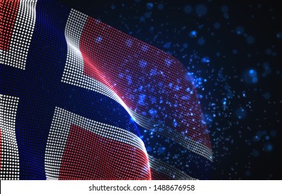 Vector bright glowing country flag of abstract dots. Norway