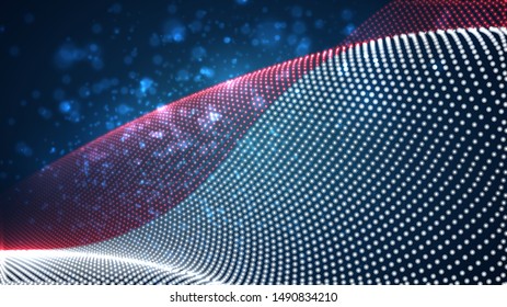 Vector bright glowing country flag of abstract dots. Monaco