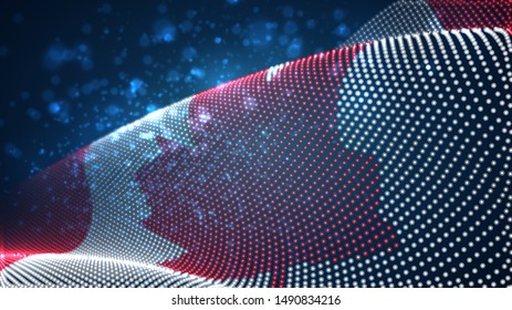 Vector bright glowing country flag of abstract dots. Canada
