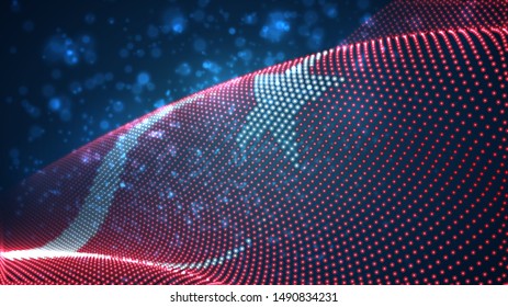Vector bright glowing country flag of abstract dots. Turkey