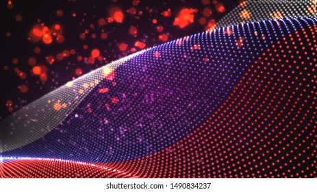 Vector bright glowing country flag of abstract dots. Russia