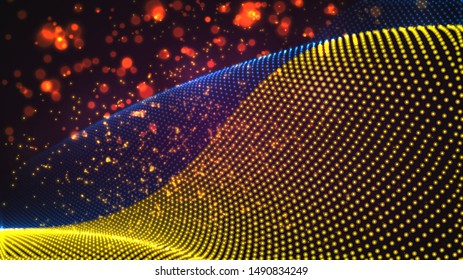 Vector bright glowing country flag of abstract dots. Ukraine