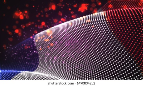Vector bright glowing country flag of abstract dots. France