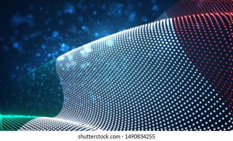Vector bright glowing country flag of abstract dots. Italy