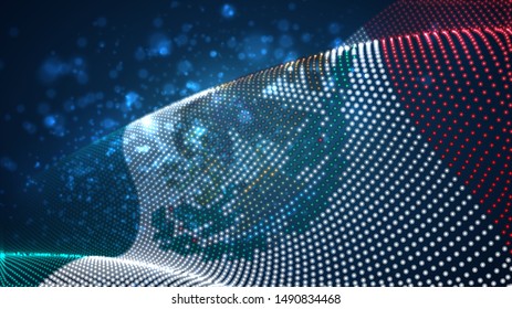 Vector bright glowing country flag of abstract dots.  Mexico