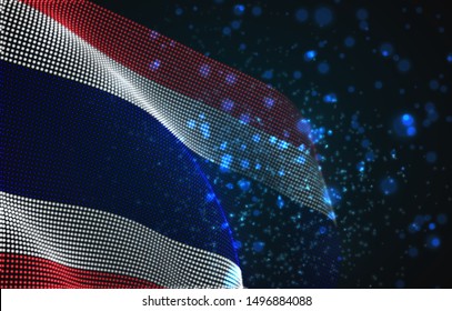 Vector bright glowing country flag of abstract dots. Thailand