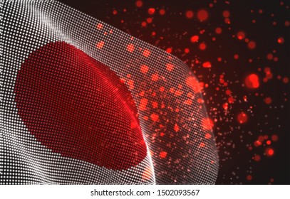 Vector bright glowing country flag of abstract dots. Japan