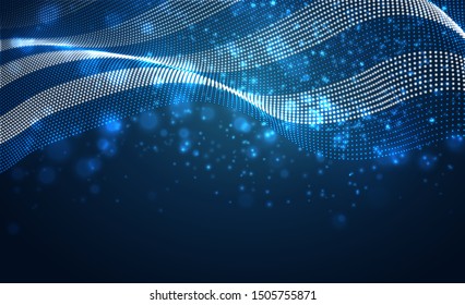 Vector bright glowing country flag of abstract dots. Greece