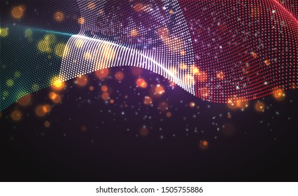 Vector bright glowing country flag of abstract dots.  Mexico