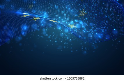 Vector bright glowing country flag of abstract dots. European Union