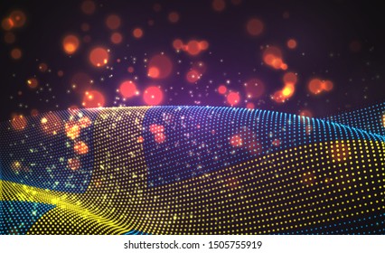 Vector bright glowing country flag of abstract dots.Sweden